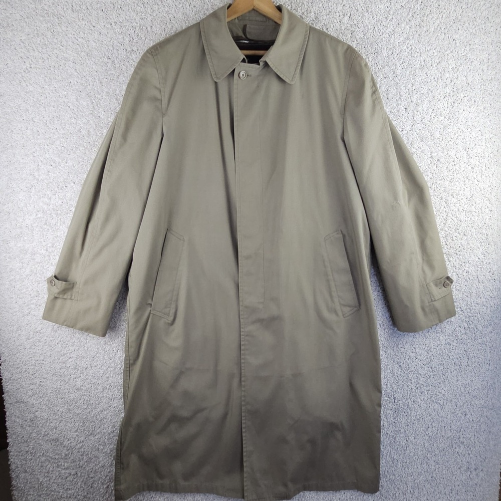 Vintage London Fog Wamsutta Trench‎ Coat Size 42 L Sherpa Zip Out Line Made USA